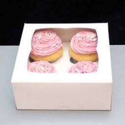 Cupcake Box & Inserts 4 Cavity White 180x180x77MM (Case 25)