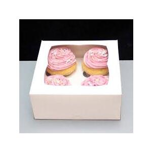 Cupcake Box & Inserts 4 Cavity White 180x180x77MM (Case 25)