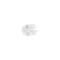 Bagasse Clamshell Square Burger White 6x6" (Case 500)