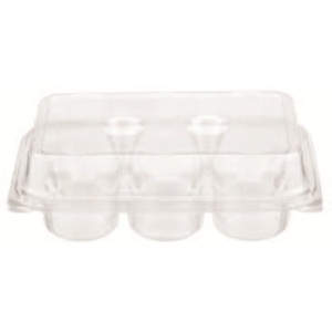 Muffin Container with Hinged Lid 6 Cavity 70x240x160MM (Case 220)