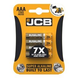 JCB Super Alkaline Batteries Size AAA Pack 4 (Case 10 Packs)