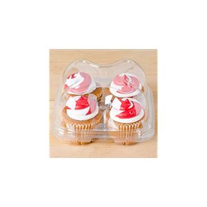 Cupcake Container Round Clear 4 Cavity (Case 250)