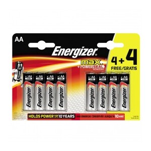 Energizer Batteries Size AA Pack 4 Plus 4 (Case 12 Packs)