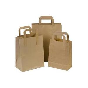 Kraft Paper Carrier Bag with Handle Small 7x10x8.5" (Case 250)