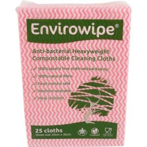 Eco Tech Envirowipe Anti Bacterial Compostable Cleaning Cloth Red (Pack 50)