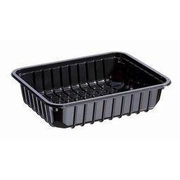 Single Cavity Food Produce Tray Black 260x177x60MM (Case 184)
