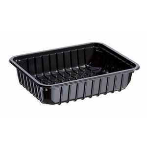 Single Cavity Food Produce Tray Black 260x177x60MM (Case 184)