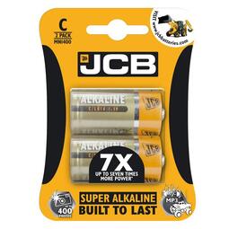 JCB Super Alkaline Batteries Size C Pack 2 (Case 10 Packs)