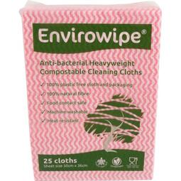 Eco Tech Envirowipe Anti Bacterial Compostable Cleaning Cloth Red (Pack 50)