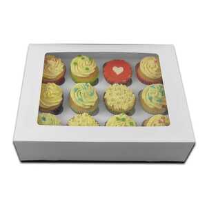 Cupcake Box & Inserts 12 Cavity White 330x240x75MM (Case 25)